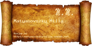 Matyasovszky Milla névjegykártya